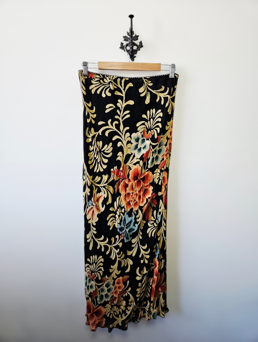 Vintage Y2K Nolita Floral Maxi Skirt Size L Ruffle Hem Sheer Overlay 90s - Picture 3 of 8
